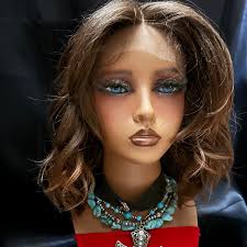 NDE Custom Blend Human Hair Premium 14” Brown/Dark Blonde Wig #4140