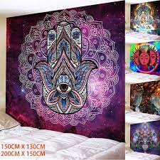 These wall hangings are a great way to add a quick boost of texture and colour to a room. 150 130cm 200 150cm Multicolor Tree Wall Hanging Tapestries Indian Mandala Tapestry Hippie Chakra Tapestry Boho Decor Wall Cloth Yoga Mats Bohemian Fabric Wish