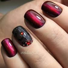 Black And Red Cat Eye Nails 44 Burgundy Nail Art Ideas For Trendy Women Ojo De Gato Unas Unas Ojos Unas De Gel