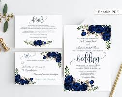 Blue Wedding Invitation Template Royal Blue Wedding Invitation Boho Chic Wedding Invitation Suite Floral Wedding Set Templett A016 In 2020 Royal Blue Wedding Invitations Wedding Invitation Templates Blue Wedding Invitations