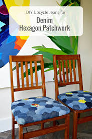 How To Make A Denim Patchwork Chair Patchwork Chair Hexagon Patchwork Diy Furniture Projects
