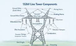Components of 132kv single circuit transmission tower