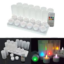12pcs Set Remote Controlled Rechargeable Tea Light Led Candles Lamp Remote Has Choice Of Colors Rechargeable Tea Lights Flameless Led Candles Led Candles