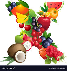 Letter X Composed Of Different Fruits With Leaves Vector Image On Vectorstock Different Fruits Merry Christmas Card Leaves Vector