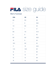 Fila Size Guide Mens Footwear Fila Indonesia