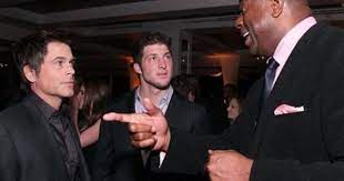 Actor Rob Lowe Tim Tebow And Former Nba Basketball Player Earvin Magic