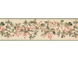 Tender contrast flowers on white background. Green Yellow Painted Floral Wallpaper Border