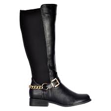 Black And Gold Motorcycle Boots Onlineshoe Women S Extra Wide Calf Stretch Knee High Flat Gold Buckle Riding Boot Click Image For More Detai Buckle Riding Boots Boots Extra Wide Calf Boots