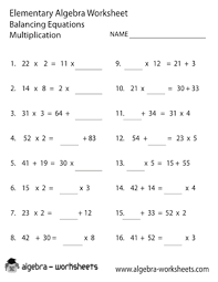 Balancing Equations Elementary Algebra Worksheet Elementary Worksheets Basic Math Worksheets Elementary Algebra