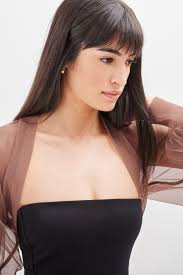 Marcella Long Sleeve Olympia Bolero Top in Black Mesh