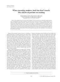 That which is thrown our of discharged in a tumor,boil or abscess; Pdf When Meaning Matters Look But Don T Touch The Effects Of Posture On Reading