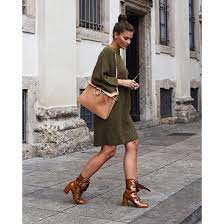 Shoes Tumblr Green Dress Long Sleeves Sweater Dress Bag Nude Bag Chloe Faye Bag Chloe Chloe Bag Boots Brown Boots Patent Shoes Thick Heel Block Heels Fall Outfits Ankle Boots Lace Up