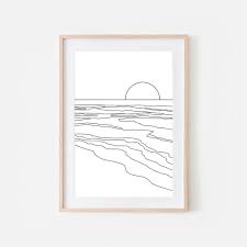 Sunset No 1 Beach Printable Wall Art Abstract Line Art Line Art Line Art Drawings