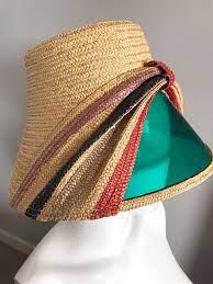 Rare 1960s Italian Vintage 60s Straw Hat W Built In Sunglasses Visor Shade Hats Vintage Straw Hat Hot Hats