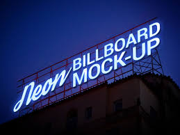 Free neon styles and mockups photoshop collection: Free Electric Neon Sign Billboard Mockup Psd Good Mockups