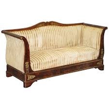 Rare Biedermeier Gilt Metal Mounted Mahogany French Empire Style Scroll Arm Sofa Scroll Arm Sofa Sofa Frame Sofa Sale