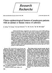 Though this is the first confirmed case of the virus in the u.s. Clinico Epidemiological Features Of Monkeypox Patients With An Animal Or Human Source Of Infection