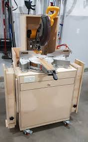 Miter Saw Cart With Dust Hood Thien Dust Seperator Dewalt 779 Woodworkingshop Woodworking Bench Woodworking Workbench Miter Saw