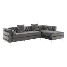 The sofa is made in malaysia and requires assembly. Sectional Sofa With Chaise 2 Piece Set Velvet Crystal Nail Head Studded Light Gray 2019 Updated M Grey Sectional Sofa Sectional Sofa With Chaise Facing Sofas