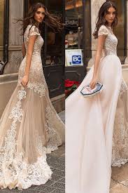 Gorgeous Tulle Jewel Neckline 2 In 1 Wedding Dress With Lace Appliques Detachable Skirt Wedding Dresses Lace Jeweled Wedding Dress Detachable Wedding Dress
