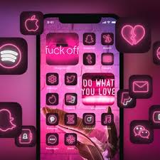 120 Pink Neon Ios 14 App Icon Pack Unique Aesthetic For Etsy App Icon Iphone Wallpaper App Iphone App Design