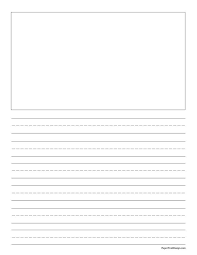 This blank paper contains ruled lines for notations line normal lined… Free Printable Lined Writing Paper With Drawing Box Paper Trail Design Lined Writing Paper Writing Paper Template Kindergarten Writing Paper