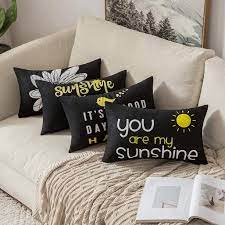 Collection by iron couture • last updated 1 day ago. Decorx Pack Of 4 Decorative Cute Throw Pillow Covers Cheery Quote Words Bird Sunshine Flower Cushion Case Sham Pillowcases For Couch Sofa Bed 12 X 20 Inch Black Walmart Com Walmart Com