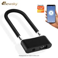 Use a shim to open the lock without keys · 6. Tuya App Control Smart U Lock For Glass Door Bike Electrocar Lock Unlock By App Fingerprint And Key China Glass Door Lock Electrorcar Lock Made In China Com