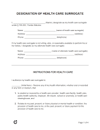 Free Printable Health Care Surrogate Form Florida
