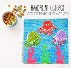 A fun collection of autumn activities for toddlers! Handprint Octopus And Color Matching Activity I Heart Arts N Crafts