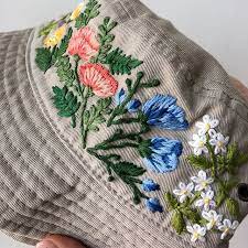 Hand Embroidery Ideas Floral Embroidery Embroidery Design Hand Embroidery Bucket Hat Flowers Hat Embroidery Hat Embroidery Ideas Hand Embroidery Designs