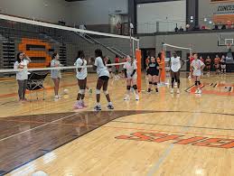 The volleyball team worked hard at team camp this week!