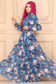 Modaselvim Elbise Desenli Sifon Elbise Ygs6211 Mavi Elbiseler Sifon Elbise Kiyafet