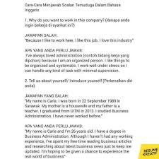 Sebuah keresahan tentang dirinya hingga mengenai tuhannya. Tips Jawab Temuduga Dalam Bahasa Resumekreatif Co Facebook