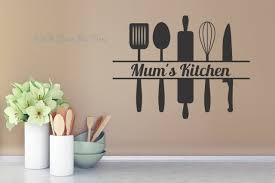 Buy 12 pieces self adhesive acrylic mirror sheets, flexible non glass mirror tiles mirror stickers for home wall decor, 6 x 6 and 6 x 9: Mum S Kitchen With Utensils Kitchen Wall Decals Wall Art Sticker