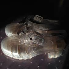 Usa Size 7 Juju Sparkly Trans Heel Jellies Sold By Misplaced