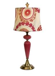 Table lamp, macaron s, pink glass, white base, led, ø30cm, h25,2cm. Blush Pink Glass Table Lamp With Suzani Shade