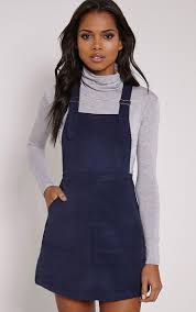 Sila Navy Cord Pinafore Mini Dress Fashion Clothes 6th Form Outfits