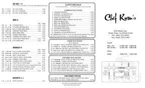 Chef Kwan S Menu In Menlo Park California Usa