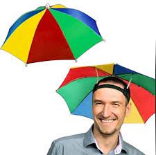 4 Pack Rainbow Umbrella Hat Cap Hands Free With Head Strap For Sun Rain Walmart Com Walmart Com