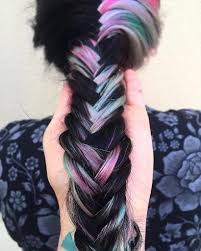 Black And Rainbow Hair Color Black And Rainbow Pastel Two Toned Hair Art Rainbow Hair Color Hair Color Pictures Hair Inspiration Color