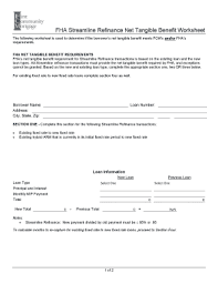 Streamline refinances can be made with or without an appraisal. Fillable Online Fha Streamline Refinance Net Tangible Benefit Worksheet Fcmkc Fax Email Print Pdffiller