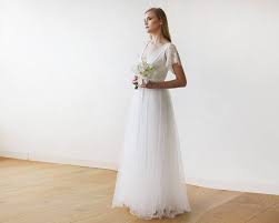 Sale Ivory Lace Sleeves And Maxi Tulle Bridal Gown 1160 Etsy Ivory Bridal Gown Tulle Wedding Dress Bridal Gowns