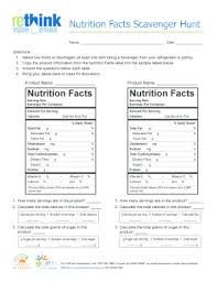 Fillable Online Cdph Ca Nutrition Facts Scavenger Hunt Pdf
