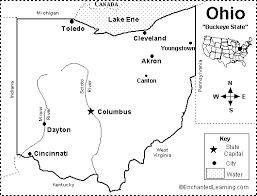 Ohio, constituent state of the u.s. Ohio Map Quiz Printout Enchantedlearning Com