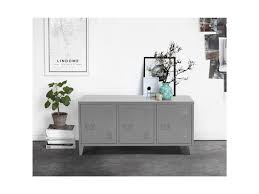 Meuble tv industriel en métal et bois. Meuble Tv Industriel Metal 3 Portes Et 2 Etageres Gris Vente De Urban Meuble Conforama
