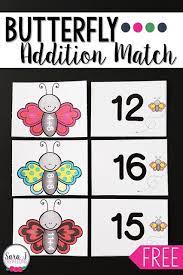 free butterfly addition within 20 matching game printable math games kindergarten 