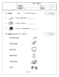 Printable computer worksheets for grade 2 can be used by anyone at home for educating and studying purpose. Parts Of A Computer 2 Teaching Resources