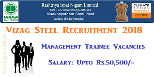 Vizag Steel Recruitment 2018 Management Trainee Vacancy In Hr Mktg Recruitment Management Job