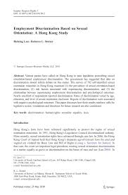 Pdf Employment Discrimination Based On Sexual Orientation A Hong Kong Study